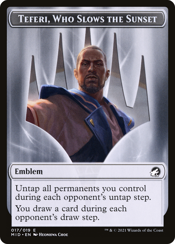 Teferi, Who Slows the Sunset Emblem  [Innistrad: Midnight Hunt Tokens] Foil