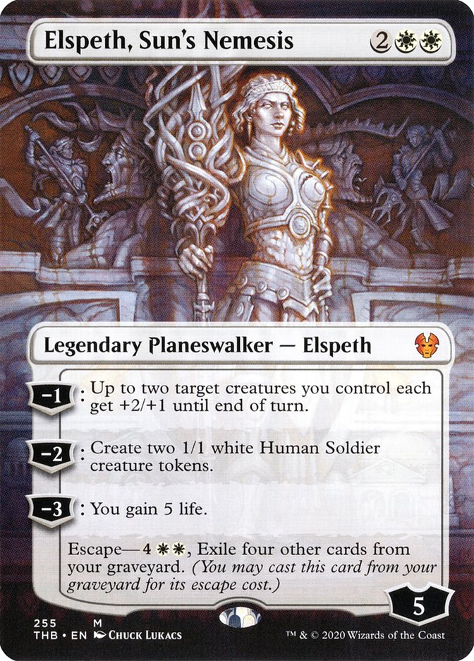 Elspeth, Sun's Nemesis (Borderless) [Theros Beyond Death] Foil