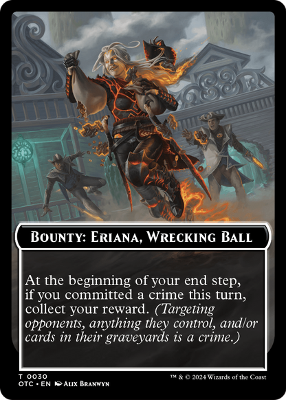 Bounty: Eriana, Wrecking Ball // Wanted!  [Outlaws of Thunder Junction Commander Tokens]
