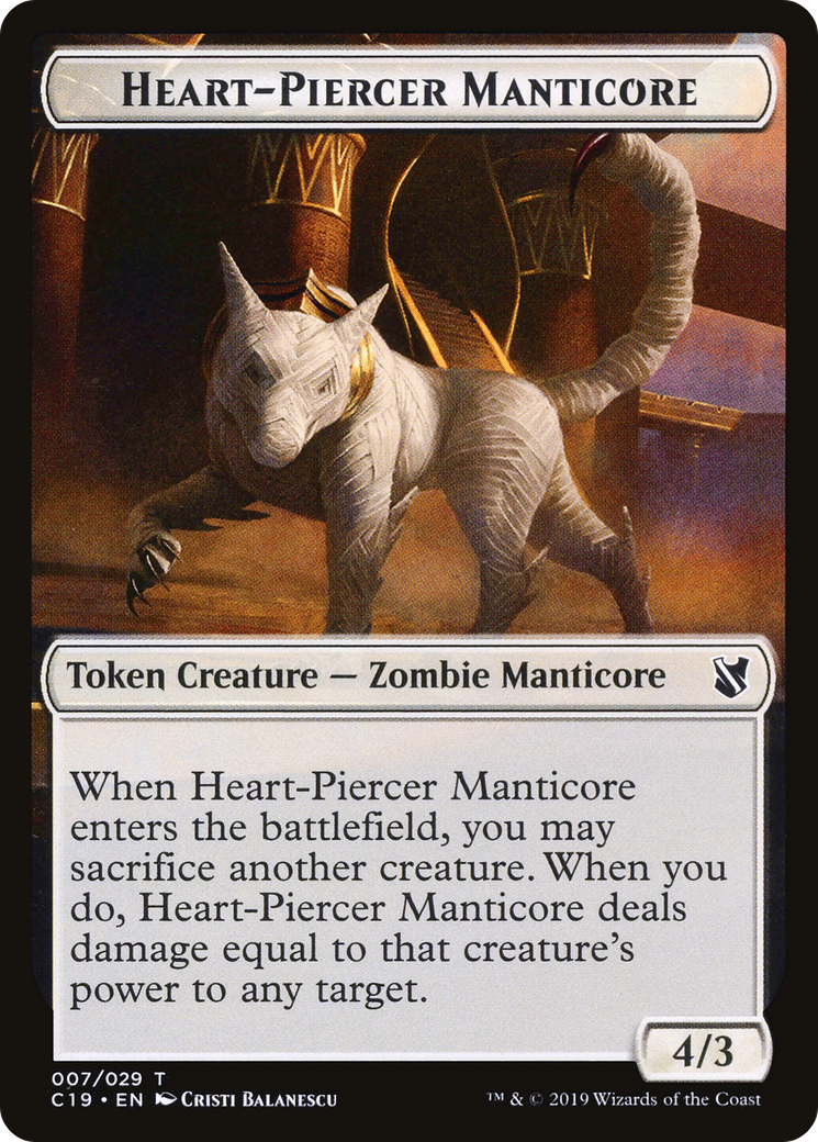 Heart-Piercer Manticore  [Commander 2019 Tokens]