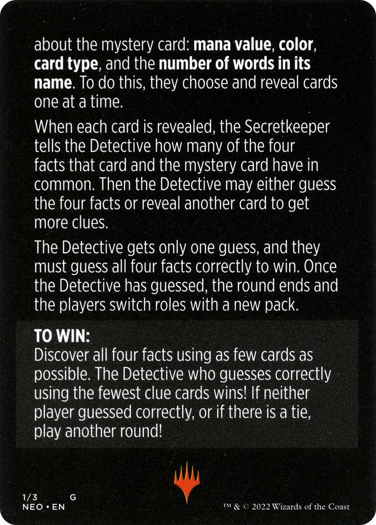Booster Sleuth // Booster Sleuth (cont'd)  [Kamigawa: Neon Dynasty Minigames]