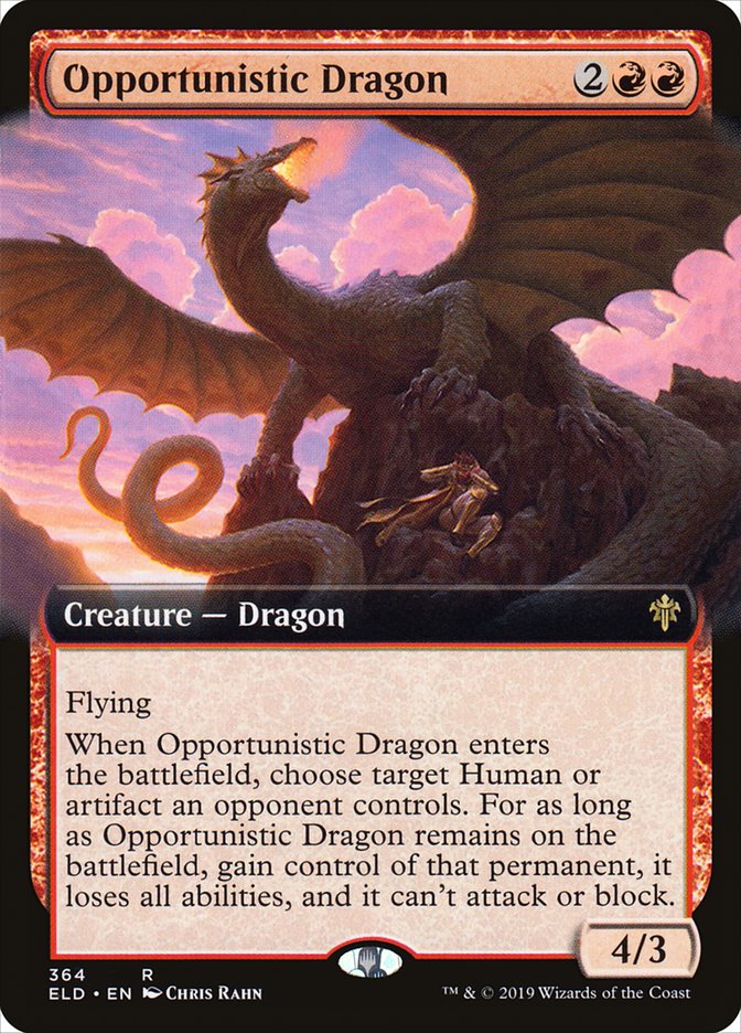 Opportunistic Dragon (Extended Art) [Throne of Eldraine] Foil