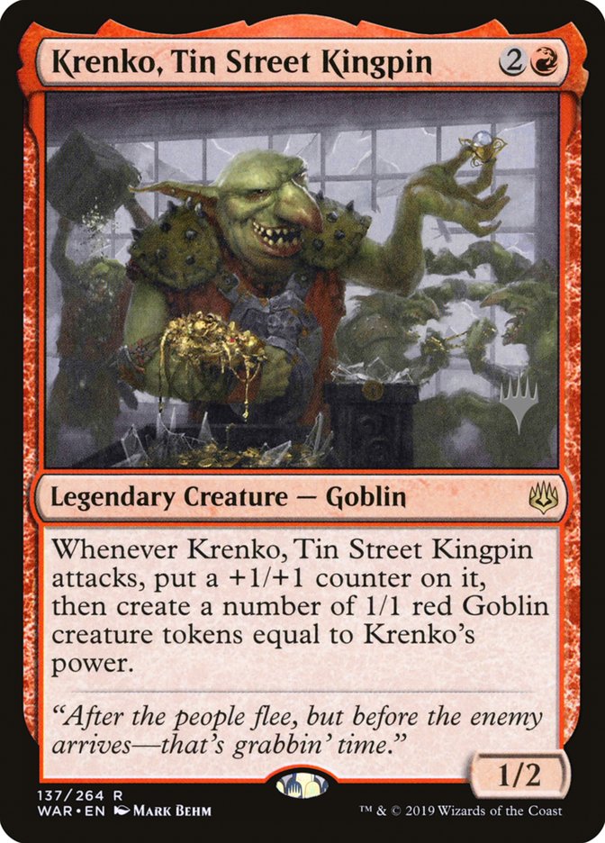 Krenko, Tin Street Kingpin (Promo Pack) [War of the Spark Promos] Foil