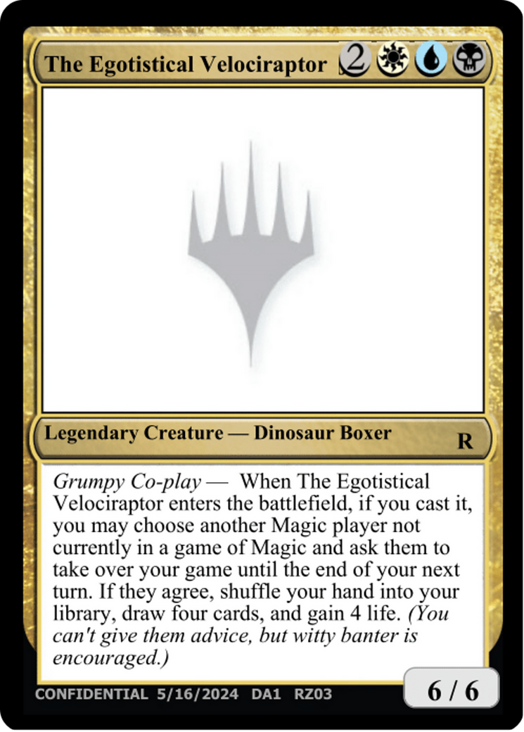The Egotistical Velociraptor  [Unknown Event]