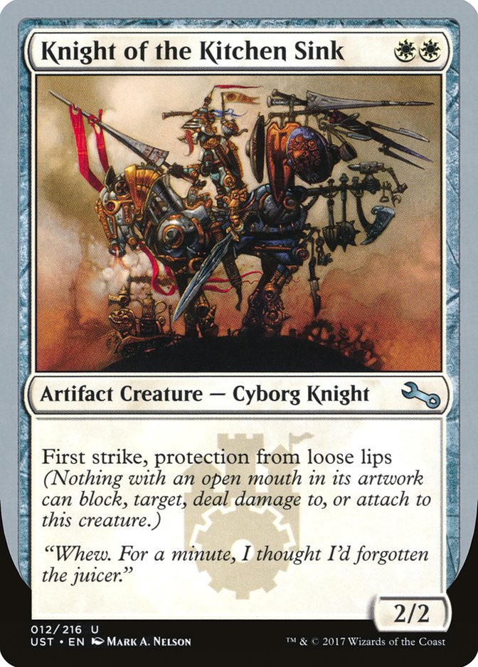 Knight of the Kitchen Sink ("protection from loose lips") [Unstable] Foil