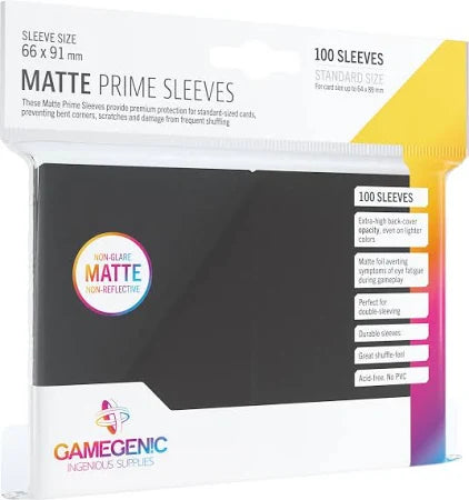 Gamegenic Matte Prime Sleeves - 100ct. (Standard Size) BLACK